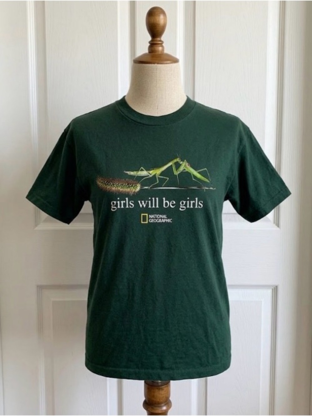 National Geographic Forest Green Girls Will Be Girls Praying Mantis Graphic Tee